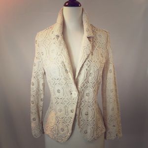 💥Cynthia Rowley Ivory Lace Blazer